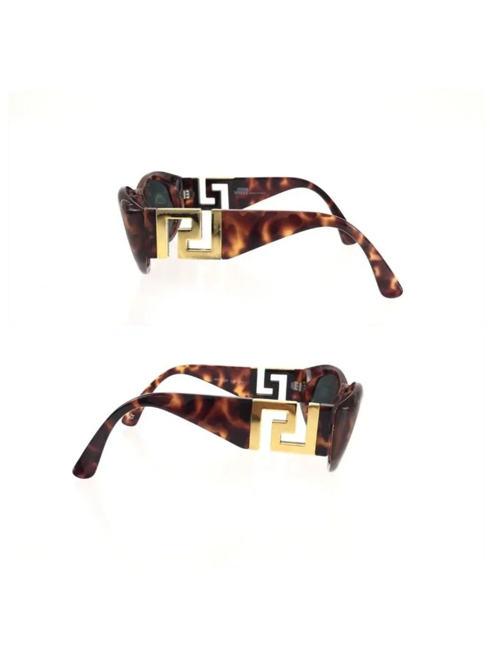 Versace Vintage Greca Havana Brown Gold Acetate Metal Mod Sunglasses Eyewear